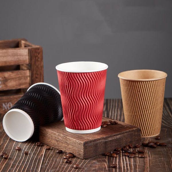 12 oz disposable custom coffee ripple wall paper cup