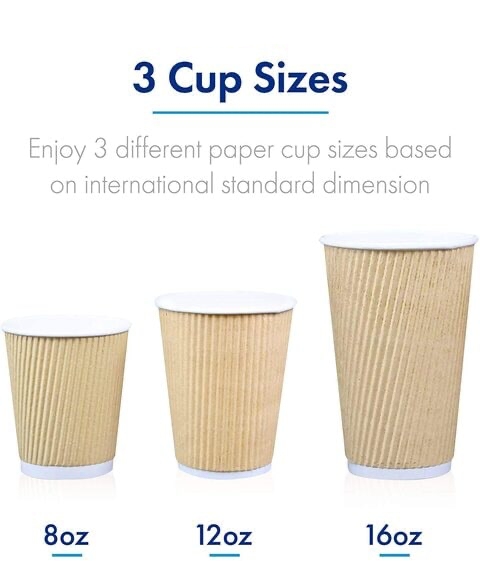 3 different ripple wall cup size international standard dimension
