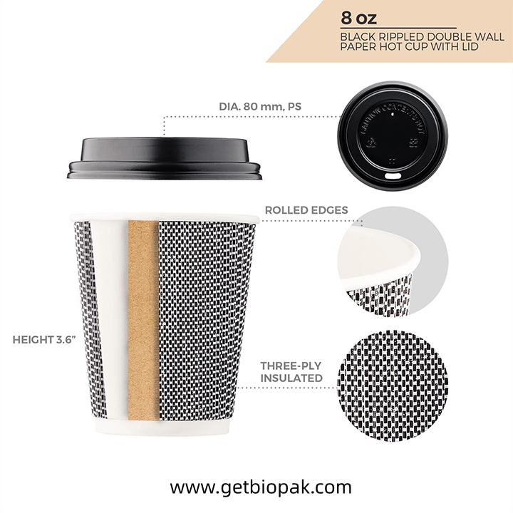 compostable customized kraft jacket hot coffee insulated double wall paper cups