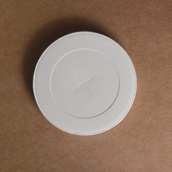 compostable white slot flat paper lid