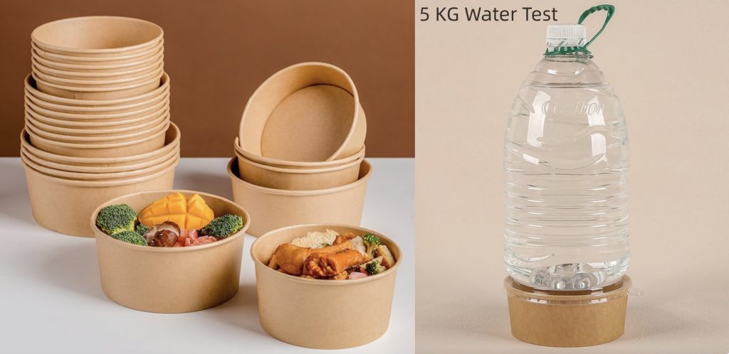 high quality water test on kraft round paper bowls