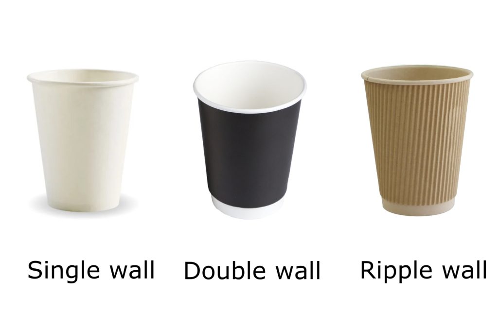 three type paper cups
